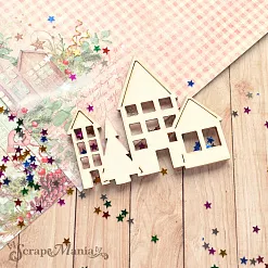 Чипборд "Новогодние традиции. Шейкер. Домики с елкой. Маленькие" (ScrapMania)