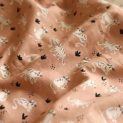 Отрез ткани 75х45 см "Лен. Doodling tiger pink" (Daily Like)