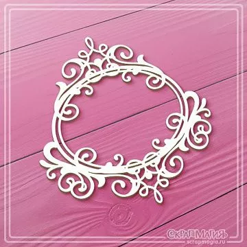Чипборд "Овальная рамка с завитками 7", 8,5х9,1 см (СкрапМагия)