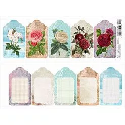 Лист с картинками 10х30 см "Ярлыки с цветами" (ScrapMania)