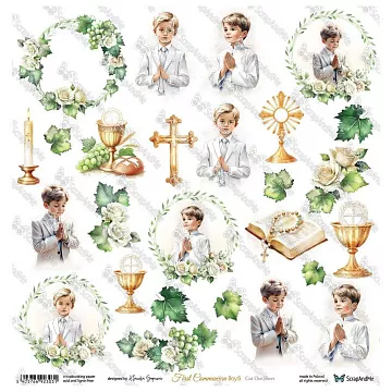 Бумага 30х30 см "White Roses. First Communion Boy 5" (ScrapAndMe)