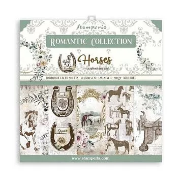 Набор бумаги 30х30 см "Romantic Collection. Horses", 10 листов (Stamperia)