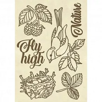 Набор деревянных украшений "Forest. Little bird", 6х9,2 см (Stamperia)