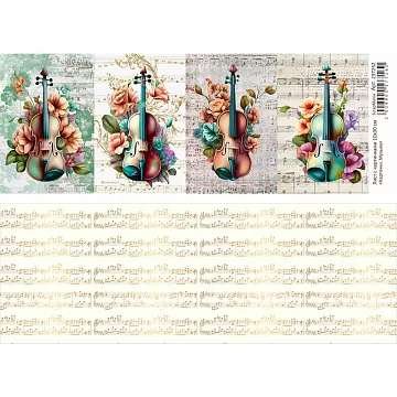 Лист с картинками 10х30 см "Карточки. Музыка" (ScrapMania)