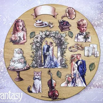Набор цветного чипборда "На седьмом небе. Свадьба 40", 17 шт (Fantasy)