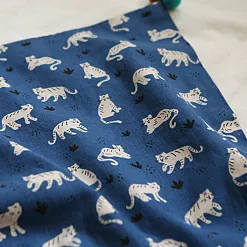 Отрез ткани 75х45 см "Лен. Doodling tiger blue" (Daily Like)