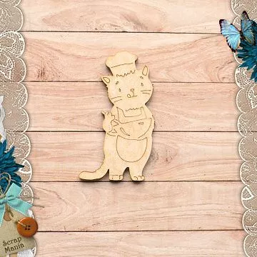 Деревянное украшение "Усатый поваренок. Кот с миской" (ScrapMania)