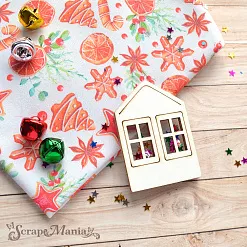 Чипборд "Имбирное Рождество. Шейкер. Дом с двумя окнами. Маленький" (ScrapMania)