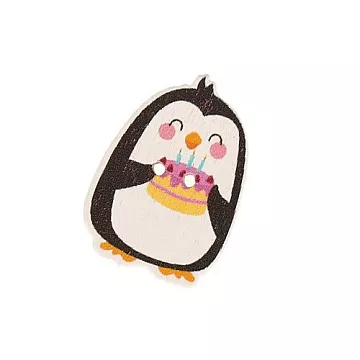 Пуговица деревянная "Пингвин с тортиком" (АртУзор)