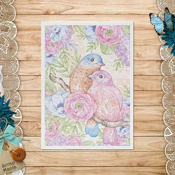 Тканевая карточка "Первая любовь. Птички" (ScrapMania)