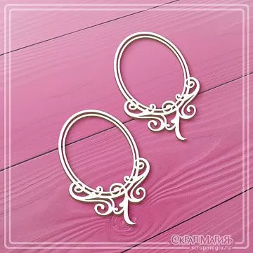 Чипборд "Овальные рамки с завитками 4", 3,8х5,9 см (СкрапМагия)