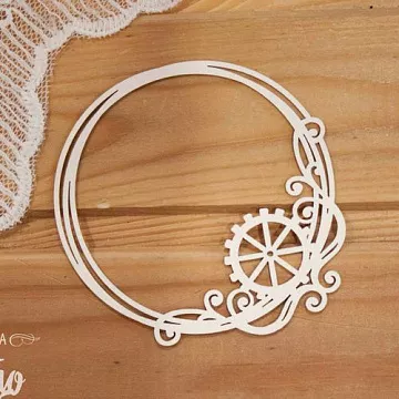 Украшение из чипборда "Круглая рамка с шестеренкой" (Просто небо)
