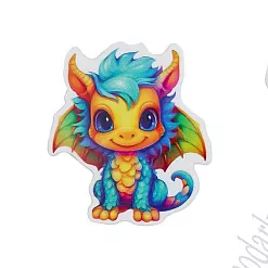 Акриловое украшение "Дракончик голубой с желтым", 4х3,5 см