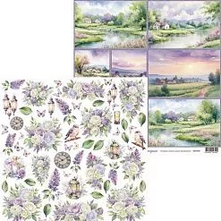 Набор бумаги 30х30 "Сиреневый рассвет", 8 листов (Scrapodelie)