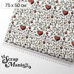 Отрез ткани 75х50 см "Алиса и Чеширский кот. Червонное сердце" (ScrapMania)