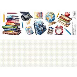 Лист с картинками 10х30 см "Школьные принадлежности" (ScrapMania)
