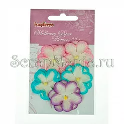 Набор цветочков "Анютины глазки", цвет голубой, фиолетовый, розовый (ScrapBerry's)