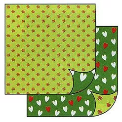 УЦЕНКА Бумага "Цветочки и сердечки на зеленом" (Stamperia) УЦЕНКА Бумага "Цветочки и сердечки на зеленом" (Stamperia)