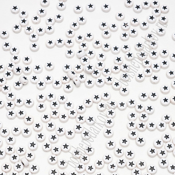 Набор бусин "Звездочки. Круглые черно-белые", 7 мм, 10 гр